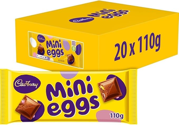 Cadbury Mini Eggs 110g Bar x 20 Bars - Imported from the UK, Full Size