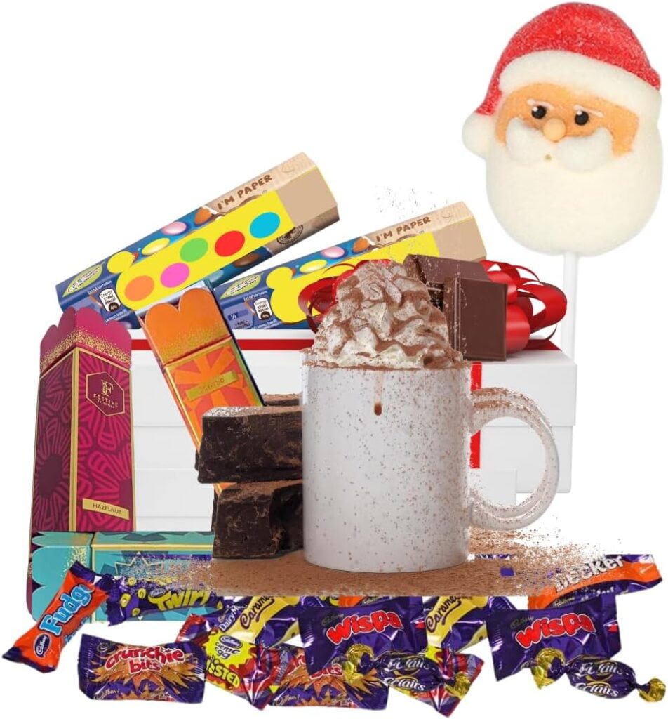 TJMolten Chocolates Gift Box | Sweet Treats Gift Box with Dairy Milk Chocolate Selections, Large Strawberry Marshmallow, Hot Chocolate in Vanilla, Caramel, Cinnamon | Kids Chocolate Hamper Gift 400g